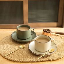 新款复古咖啡杯碟网红陶瓷水杯子带勺子精致下午茶杯套装一件批发