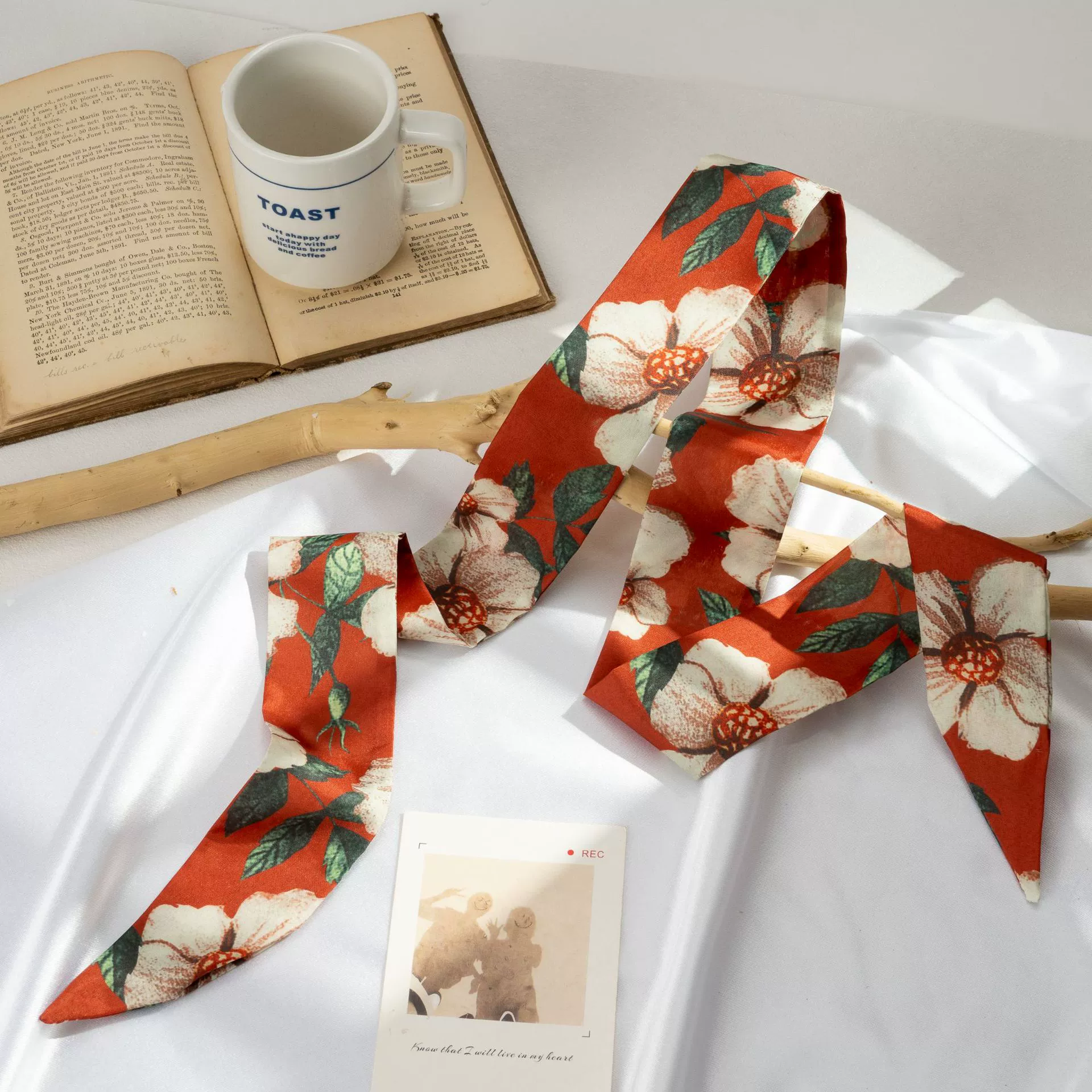 Silk Scarf Hairband (Suhang) long streamer 89×3.8 cm, lightweight gift box option