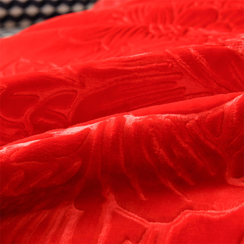 웨딩 빅 레드 담요 축제 웨딩 레드 퀼트 두꺼운 더블 담요 알몸 슬리핑 클라우드 담요 함께 달리기