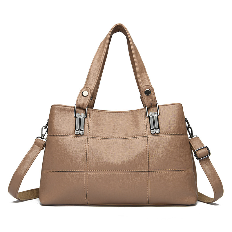 Transfronterizos PU bolsos de mano para mujeres nuevas bolsas de mano simples de gran capacidad, bolsas de moda de madres de mediana edad