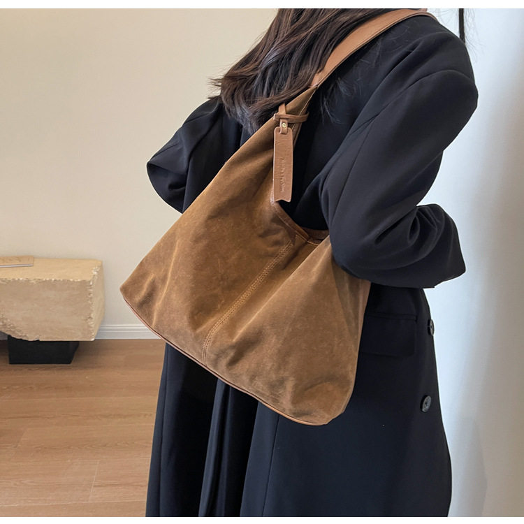Túi tote nữ cỡ lớn đa năng thời trang, túi đeo chéo đi làm chất liệu nhung kẻ — Màu cà phê, Màu nâu vàng, Màu nâu đỏ, Màu đen chi tiết 23