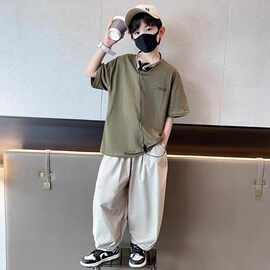 男童夏装短袖套装批发新款中大儿童装夏季男孩运动帅气时髦两件套