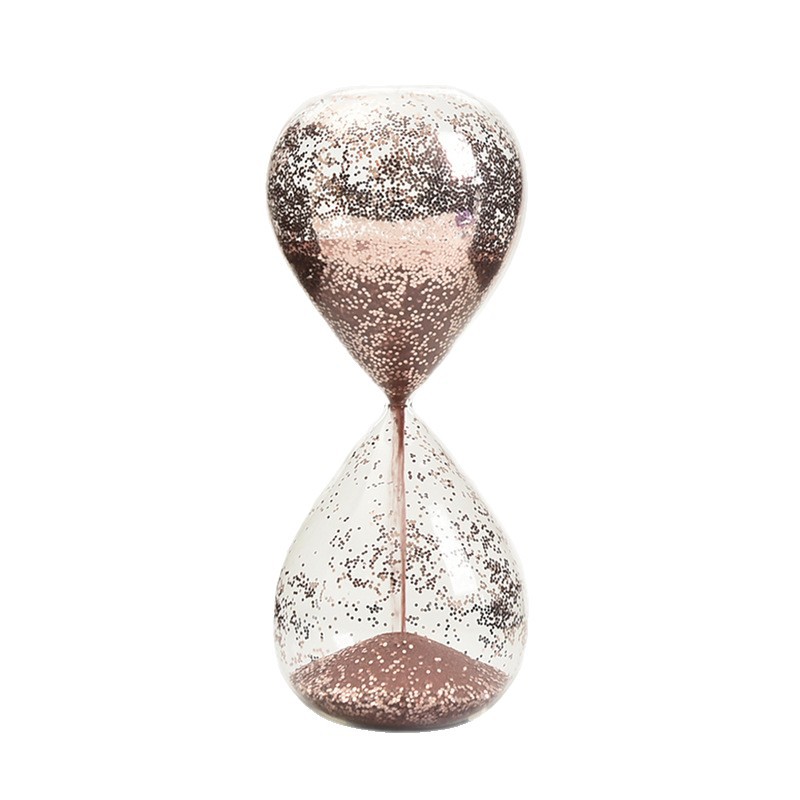 Creativo reloj de arena de vidrio con lentejuelas rosa, estilo moderno, decoración del hogar de moda, decoración del gabinete de TV del escritorio