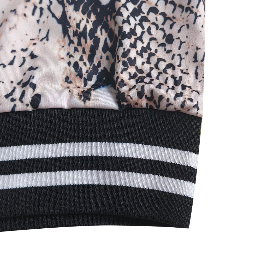 Damen Zweiteiler Set Schlangenmuster Strickjacke Und Shorts_voghion.com