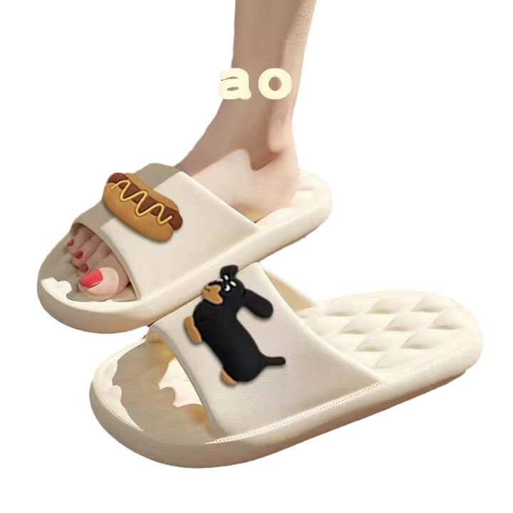 Pantuflas caseras de alta gama señoras uso exterior dibujos animados perrito pareja interior baño antideslizante fondo de masaje sandalias para niños