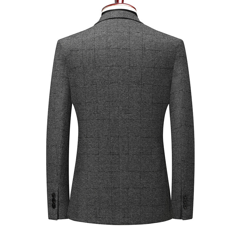 Counter Autumn and Winter New Plaid Men's Suit Jacket Woolen Warm Classic Versatile Men's Suit Single Top