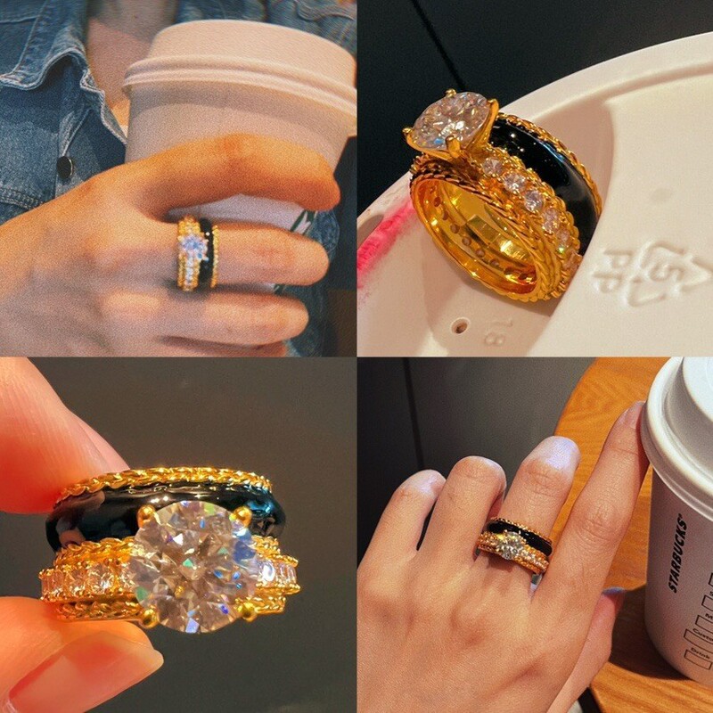 925 Silver 2 Carat Moissanite Ring Piano Paint Retro Medieval Antique Jewelry Style