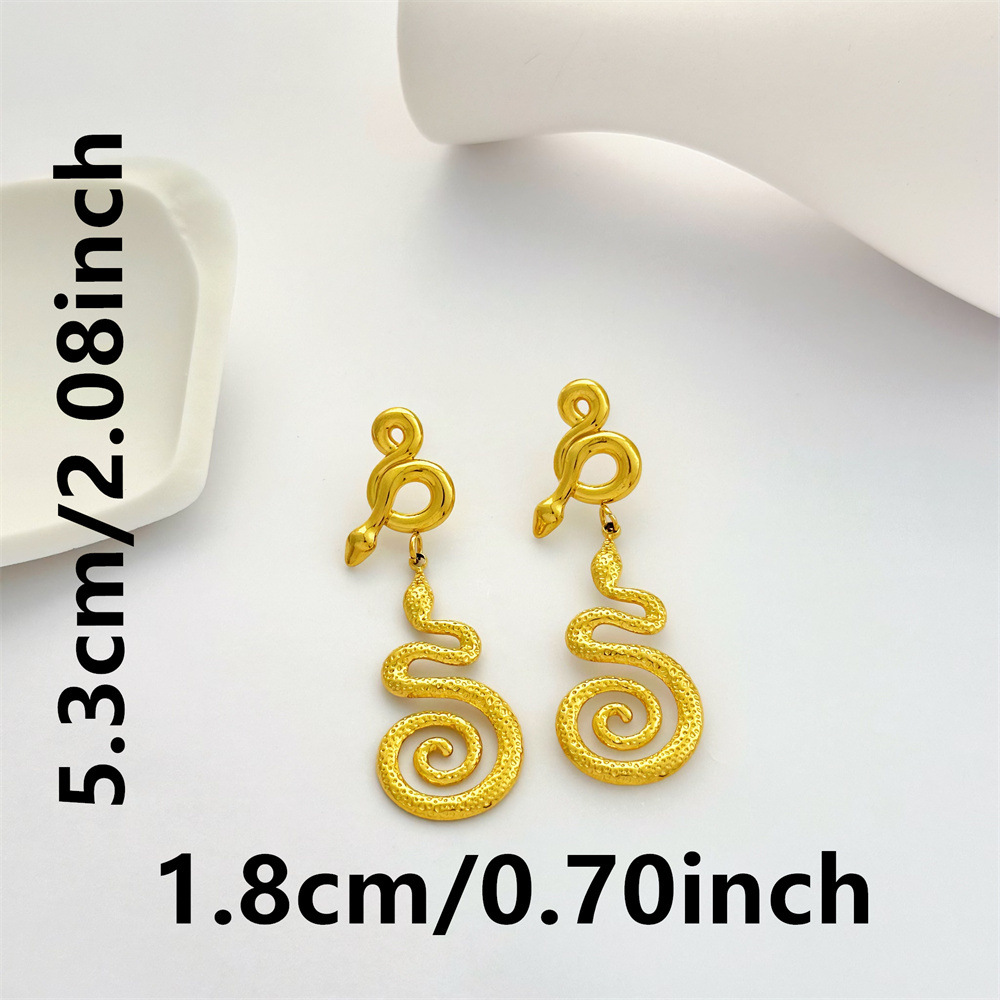 1 Pair Snake Classic Style 304 Stainless Steel Drop Earrings display picture 5