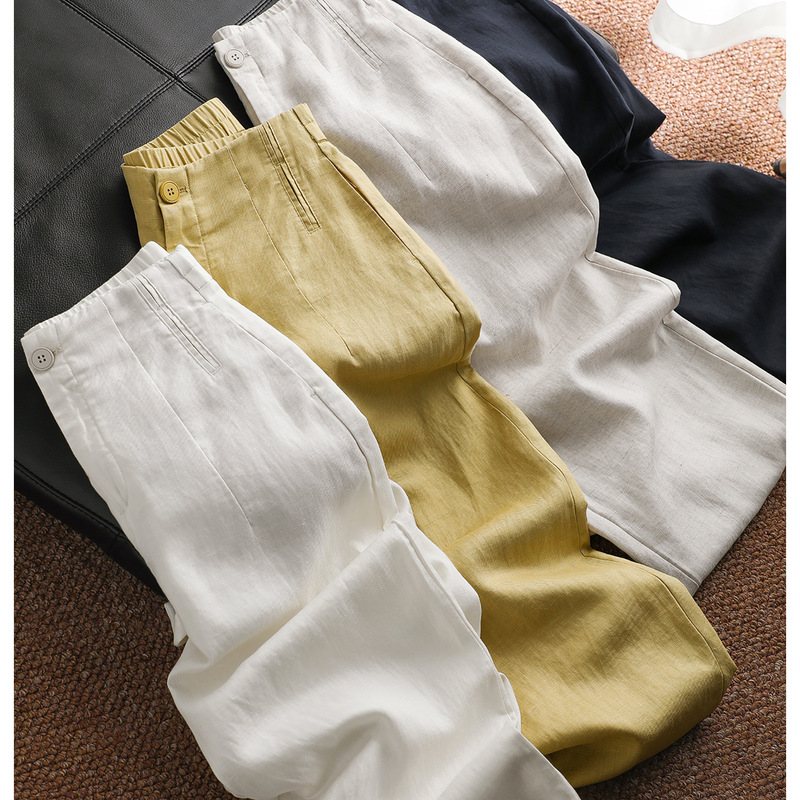 Tencel Linen Thin Small Harlan Pants High Waist Loose Meat Covering Commuter Small Harlan Sickle Grandma Pants Summer New