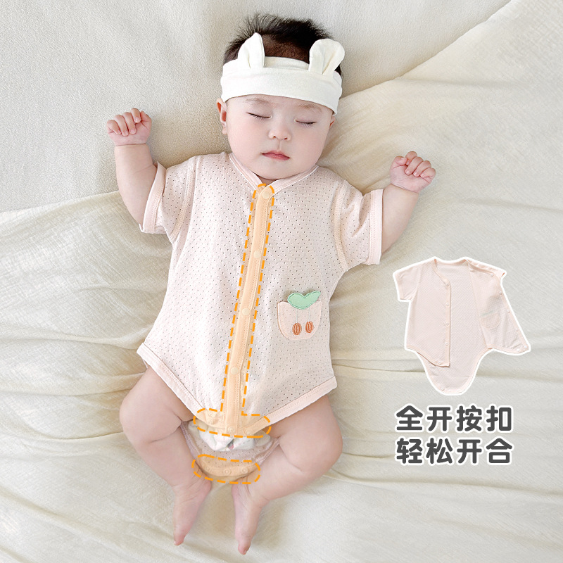 Ropa de verano para bebé recién nacido, unisex, delgada, pijama de manga corta, mono triangular, body para bebé image 3