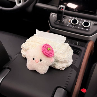2026 New Car Tissue Box Car tissue box/set - armrest-box-puff-tissue-box-beret-knot-piggy