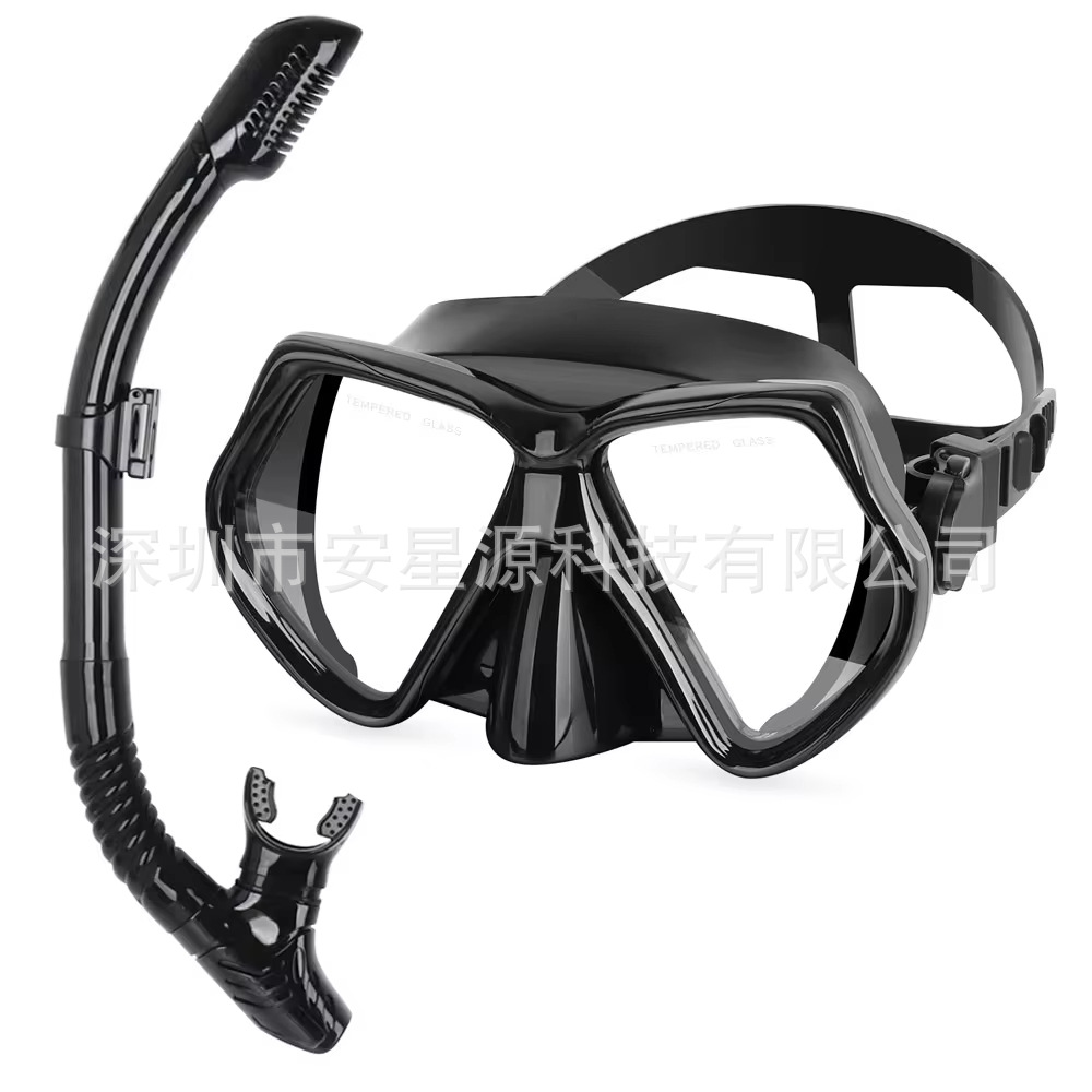 Large frame diving goggles breathing tube suit men's and women's waterproof anti-fog silicone mirror floating diving mask cross-border