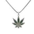 Full rhinestone green maple leaf + 3.0*70cm pearl chain