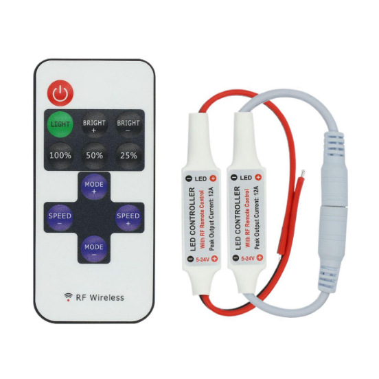 RF11-key monochrome controller, DC head, infrared LED strip remote control, mini USB black and red wire light strip dimmer.