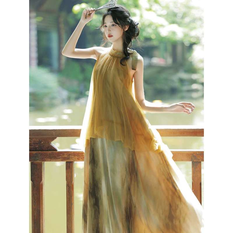 Новый китайский стиль темперамент фея праздник пляжная длинная юбка