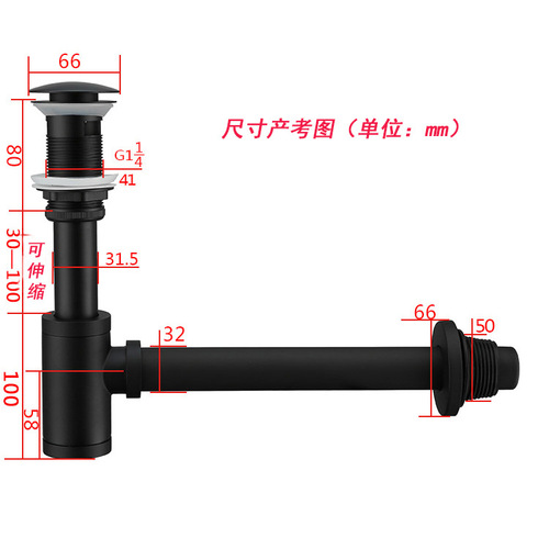 In-wall drain drain brass basin sewer pipe basin sewage pipe bounce air-proof deodorant overflow gold black