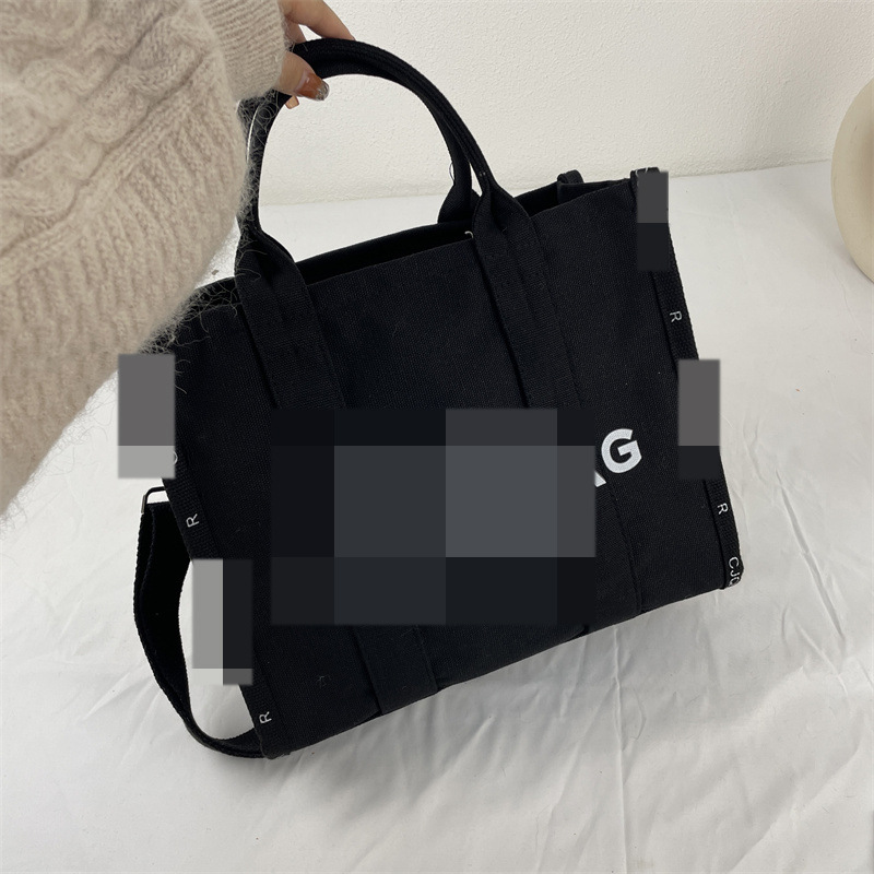 Bolso de mano de gran capacidad Bolso de mensajero de lona simple de moda Bolso de hombro de color de contraste para mujer de moda Simple y versátil