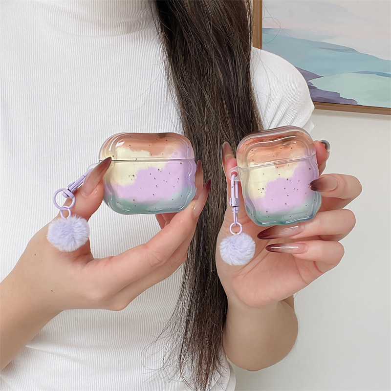 Splash-Ink Colorful Smudged Marble Pattern Suitable for Airpods4/Pro3 Headphone Protective Case Cover Second and Third Generation Classy Splash-Ink Colorful Smudged Marble Pattern Suitable for Airpods4/Pro3 Headphone Protective Case Cover Second and Third Generation Classy