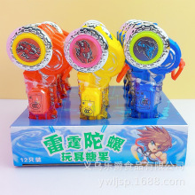 炫彩闪光陀螺玩具糖果拉线旋转陀螺飞碟儿童休闲零食玩具糖果批发