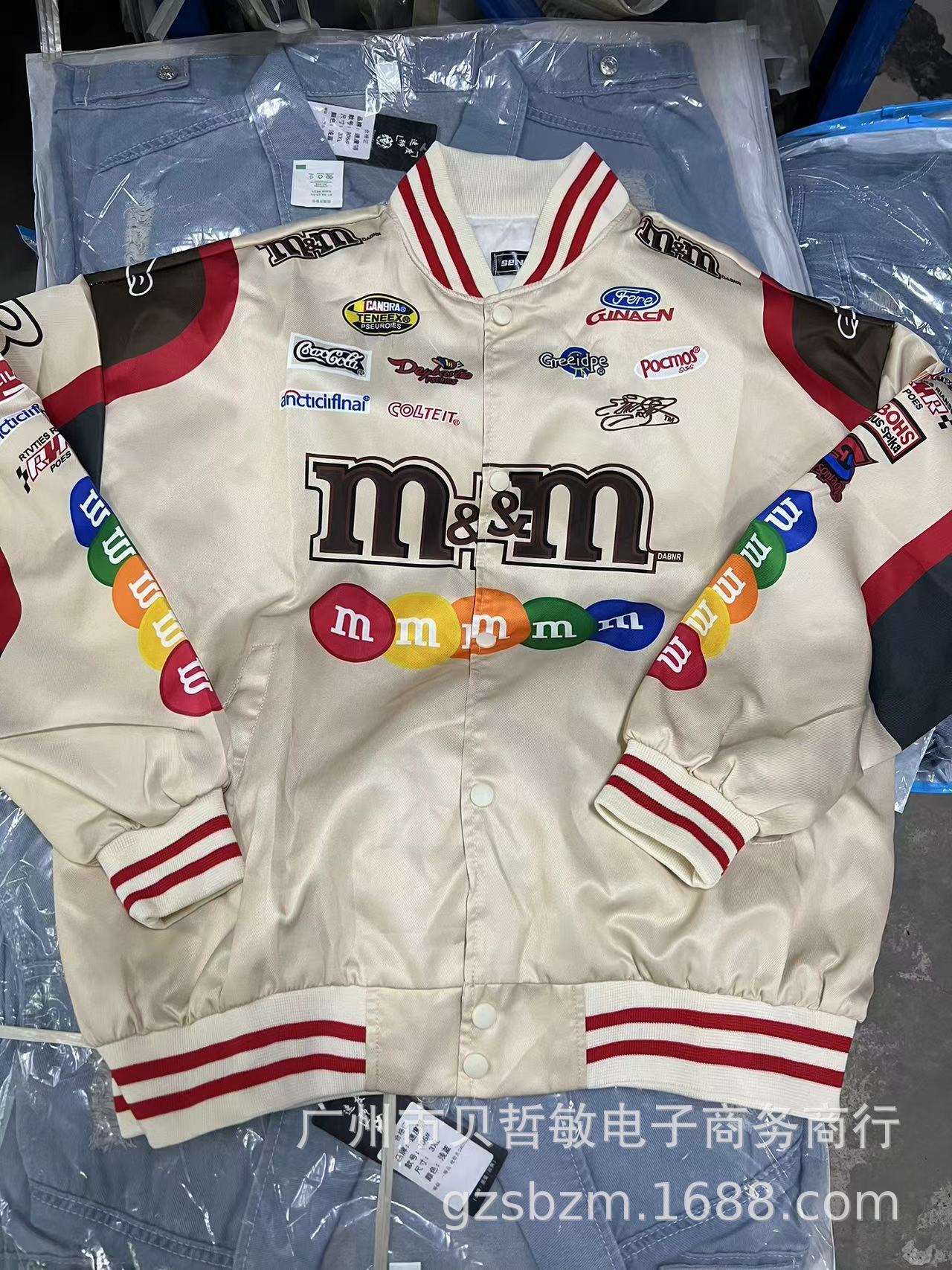 Comercio exterior hombres y mujeres primavera y otoño Gaojie industria pesada bordado costura hip-hop suelta motocicleta traje de carreras chaqueta chaqueta de béisbol