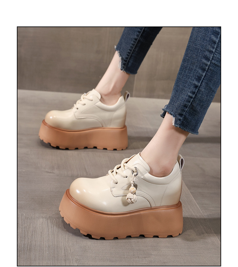 Giày loafer nữ đế dày tăng chiều cao phong cách Hàn Quốc — màu đen chi tiết 14
