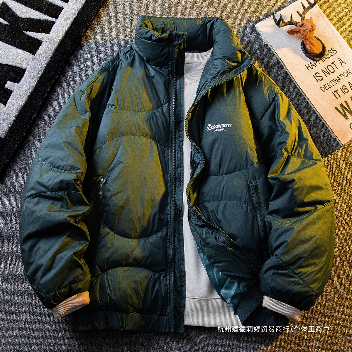 Japanese retro base light and thin demi-season windproof down jacket