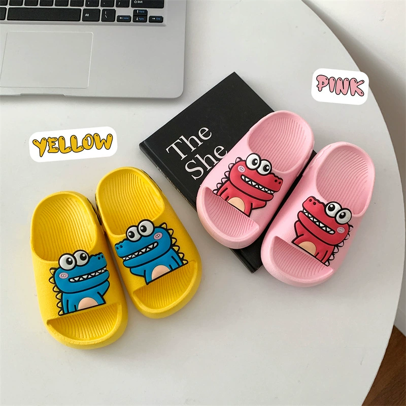 Детские тапочки мультяшный динозавр ванная комната нескользящие мягкие подошвы тапочки летняя комнатная и наружная девочка детские пляжные холодные тапочки