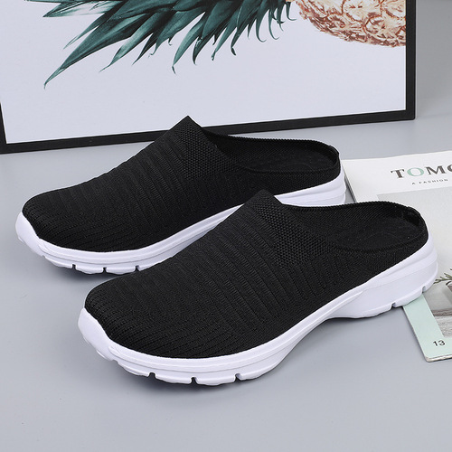 2022 Summer Women's Sports Slippers, Lazy Shoes, Flying Mesh Breathable Half-Slip Casual Walking Shoes, Large Size Couples