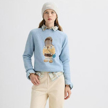 绵羊毛针织衫2025年冬季新款韩系花纱感圆领毛衣宽松慵懒保暖上衣