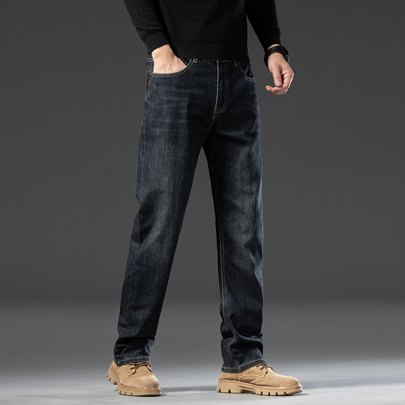 Ventas directas de fábrica de primavera y otoño Xintang pantalones elásticos para hombres jeans sueltos rectos pantalones largos para hombres de pierna ancha de marca de moda para hombres