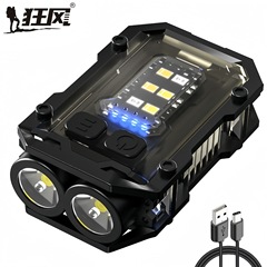 クロスボーダー充電ポータブルUSBミニキーホルダーライト高亮COB帽子挟み灯キャンプ灯非常用キャンプ灯