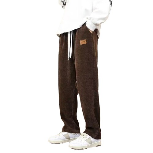 Autumn/Winter Bestselling Men's Corduroy Straight Leg Casual Pants Trendy Versatile Straight Leg Hong Kong Style Wide Leg Pants Drawstring Men's Long Pants