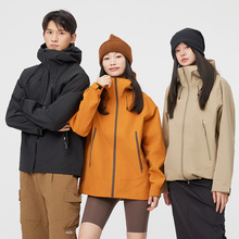 新款硬壳单层夹克外套男秋冬户外防水工作服登山服全压胶冲锋衣女