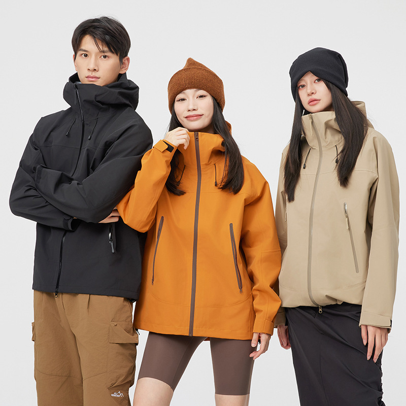 New Hard-Shell Single-Layer Jacket for Men, Autumn and Winter Outdoor Waterproof Workwear, Mountaineering Clothing, Fully Taped Waterproof Jacket for Women