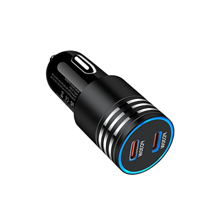 60W двухпортовое автомобильное зарядное PD+PD, быстрая зарядка 60W, новое 60W двухпортовое зарядное с двумя TYPE-C портами