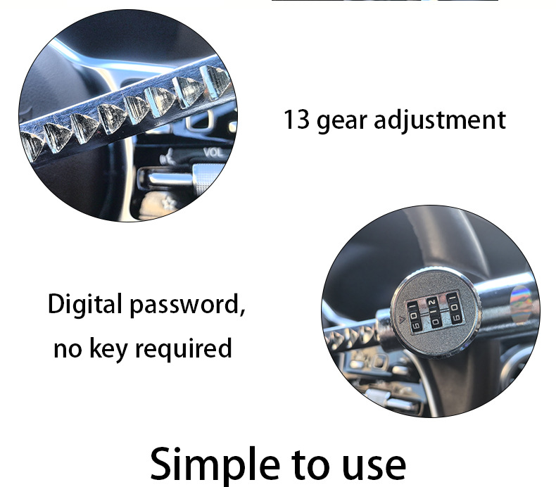 Cross-Border Exclusive Supply of Car Steering Wheel Anti-Theft Locks, Combination Locks, Car Anti-Theft Devices, Window Breakers, Combination Lock Cores, and Lock Sets