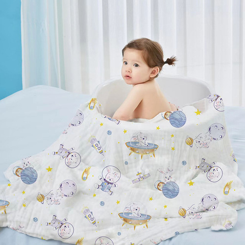 High-density six-layer cotton gauze bath towel, children's summer blanket, newborn blanket, single type A baby blanket, cartoon blanket