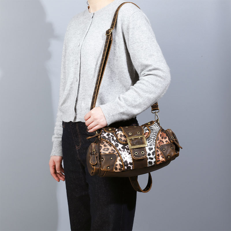 2026 primavera y verano damas Y2k leopardo lavado bolso especial multifuncional bolso de hombro europeo y americano de moda bolso portátil