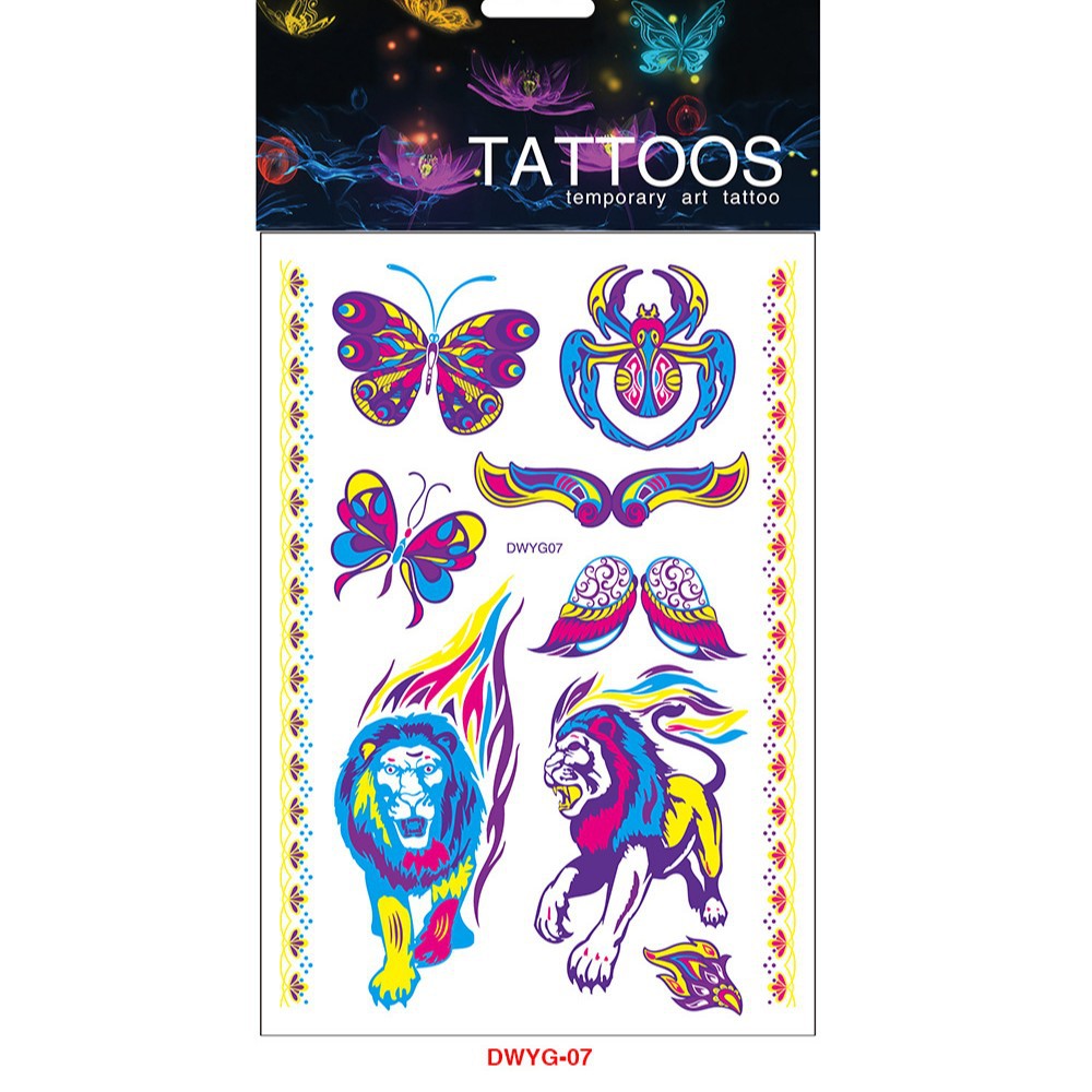 Tatuajes Temporales Fluorescentes para Brazo de Papel de Transferencia de Agua, Impermeable para Halloween