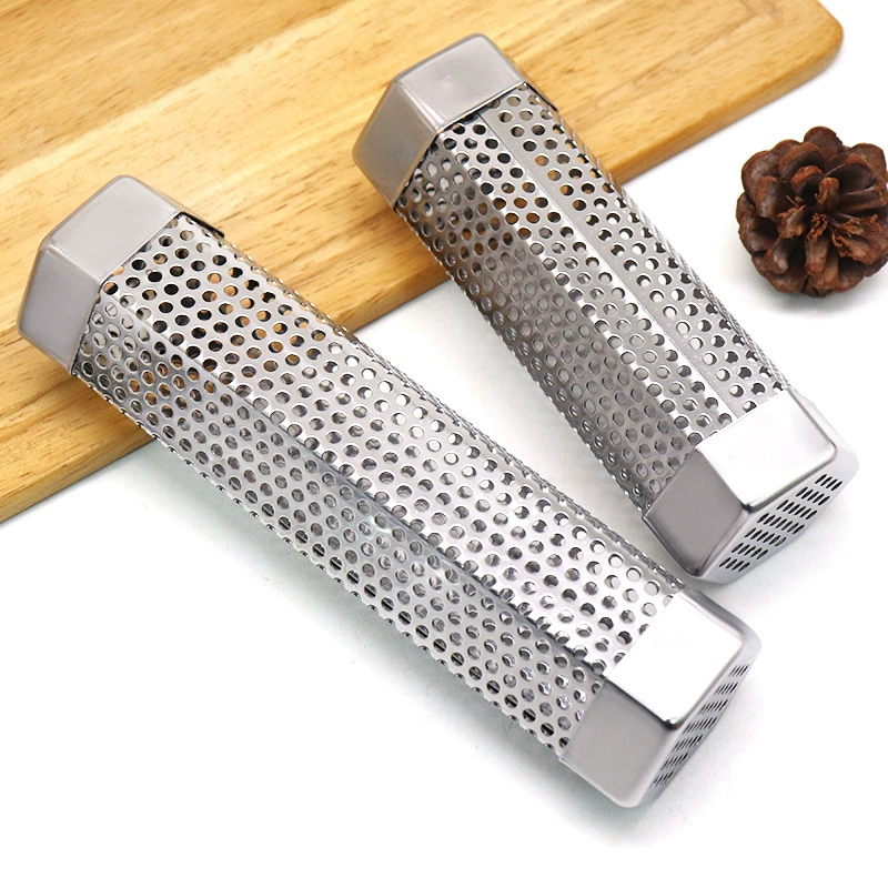 Прямые поставки с фабрики, дымовая труба для барбекю, шестиугольная труба из нержавеющей стали 430, фруктовая древесина, дымовой газ, сетчатая труба для копченого мяса, инструмент для барбекю