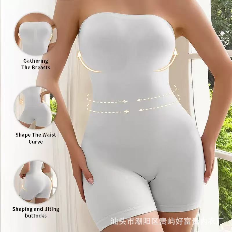Cross-Border European and American Plus-Size Tummy Control One-Piece Shapewear for Women, Off-Shoulder Sexy Bustier, Waist-Cinching, Butt-Lifting, Body-Shaping Garment