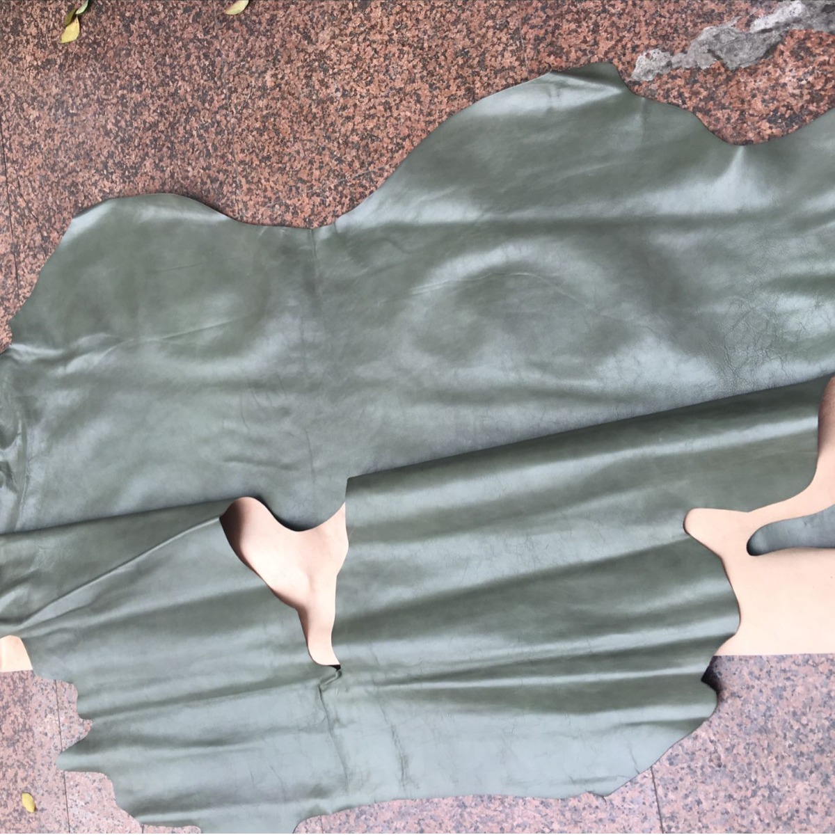 树膏皮 植鞣牛皮 头层牛皮 中小牛皮 手工diy 皮革皮料 灰绿色