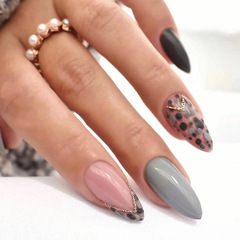 Wholesale Gray and Black Speckled Removable French Nail Art with Gold Thread Nail Stickers