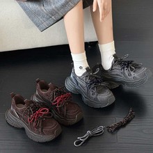 2024年春季新款高帮真皮小白鞋女鞋厚底松糕鞋校园百搭时尚休闲鞋