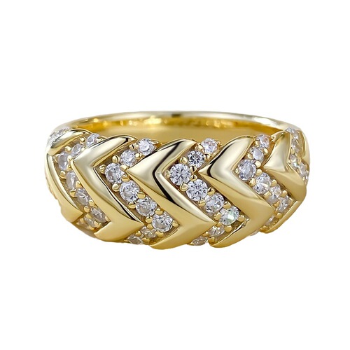 Mujing Jewelry New S925 Silver Gold Plated Ins Style Sparkling Row Ring Ring Fashionable Jewelry Romantic Series