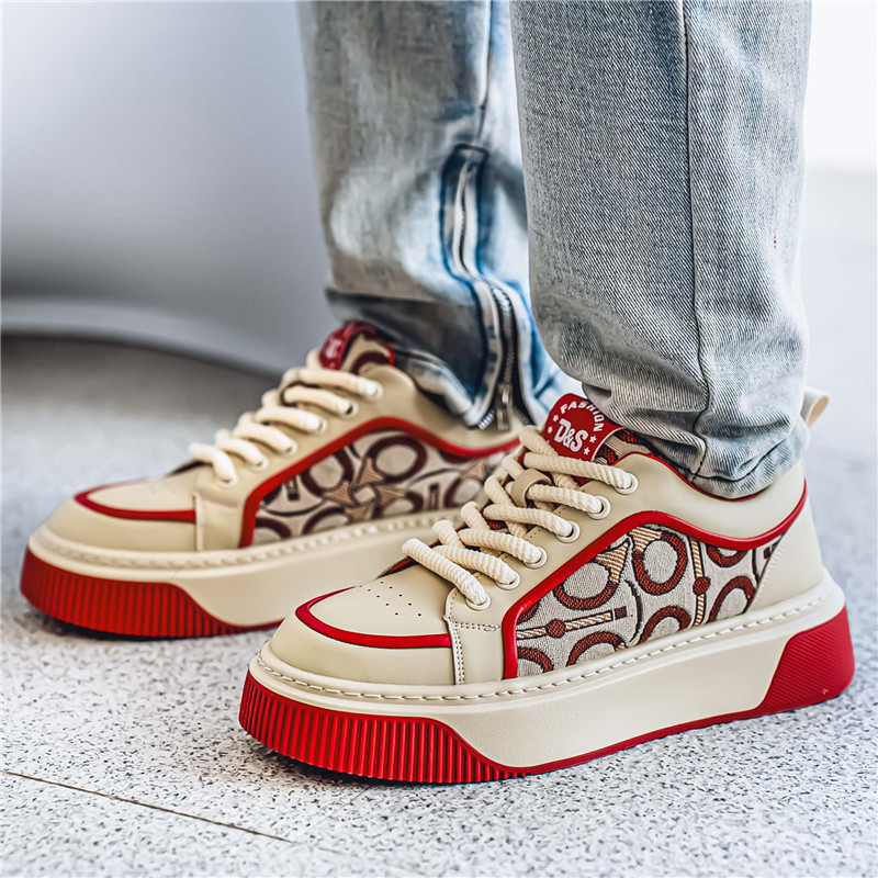 Zapatos de hombre con suela gruesa en cuatro temporadas nuevas zapatas de skate casuales de correa baja de moda de primavera y verano para estudiantes.