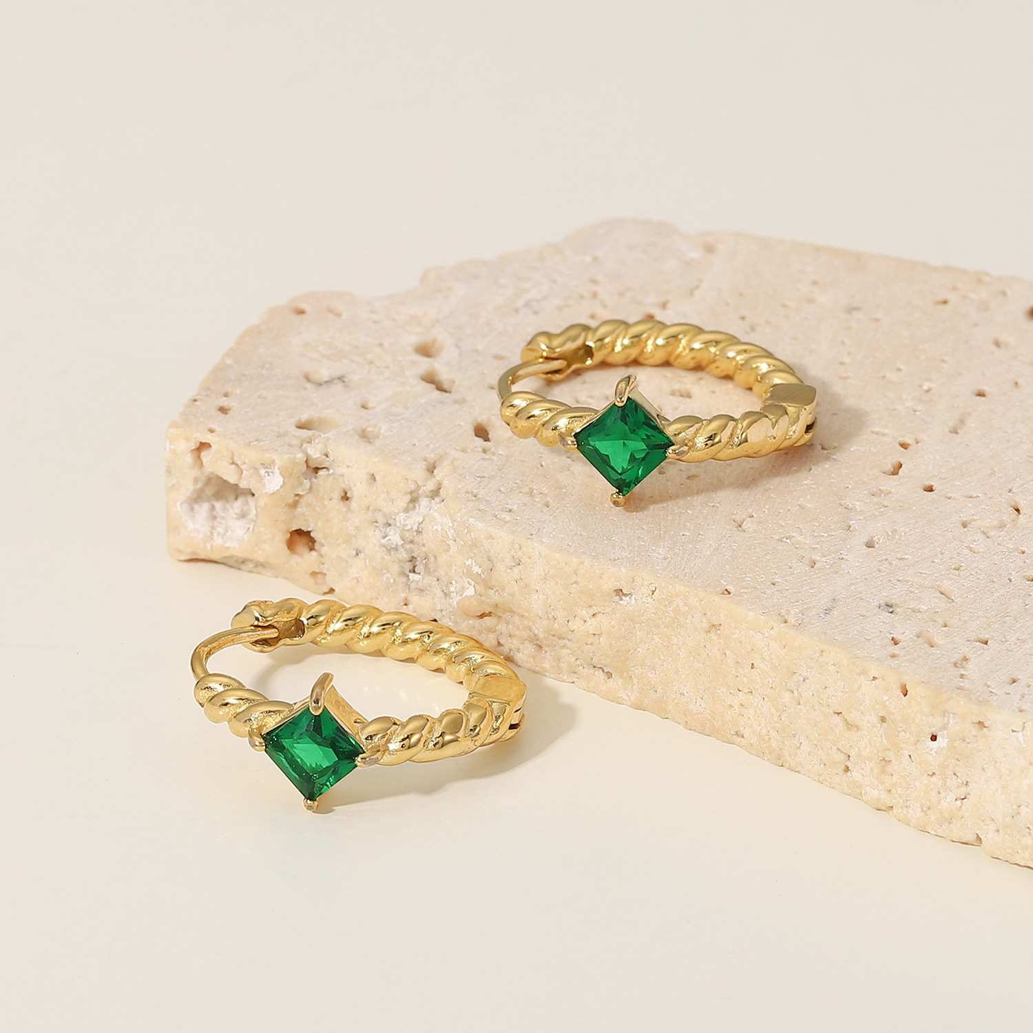 Fashion Stainless Steel Geometric Pattern Earrings Daily Electroplating Zircon Stainless Steel Earri