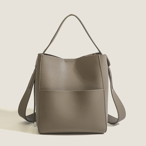 Women's 2024 Spring New Bag Texture Crossbody Bag Water Bucket Bag Large Capacity Hand Hold Single Shoulder Bag