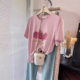 Cross-border simple cotton shoulder white cherry printed snowflake cotton short sleeve T-shirt women's thin cool T-shirt a generation of hair
