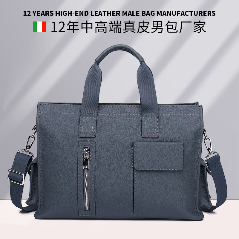 Customized First-Layer Cowhide Briefcase, Genuine Leather Laptop Bag, Large-Capacity Crossbody Men's Handbag, High-End Feel Customized First-Layer Cowhide Briefcase, Genuine Leather Laptop Bag, Large-Capacity Crossbody Men's Handbag, High-End Feel